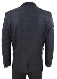 Traje de tres piezas de tweed gris oscuro