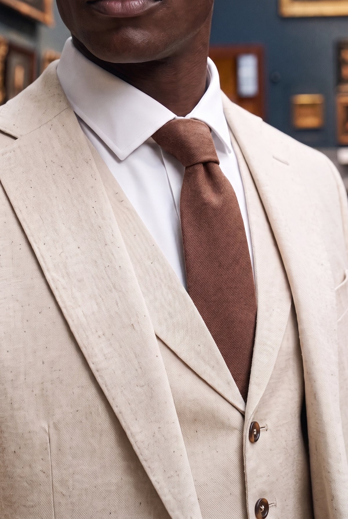 Corbata de hombre con acabado de ante marrón