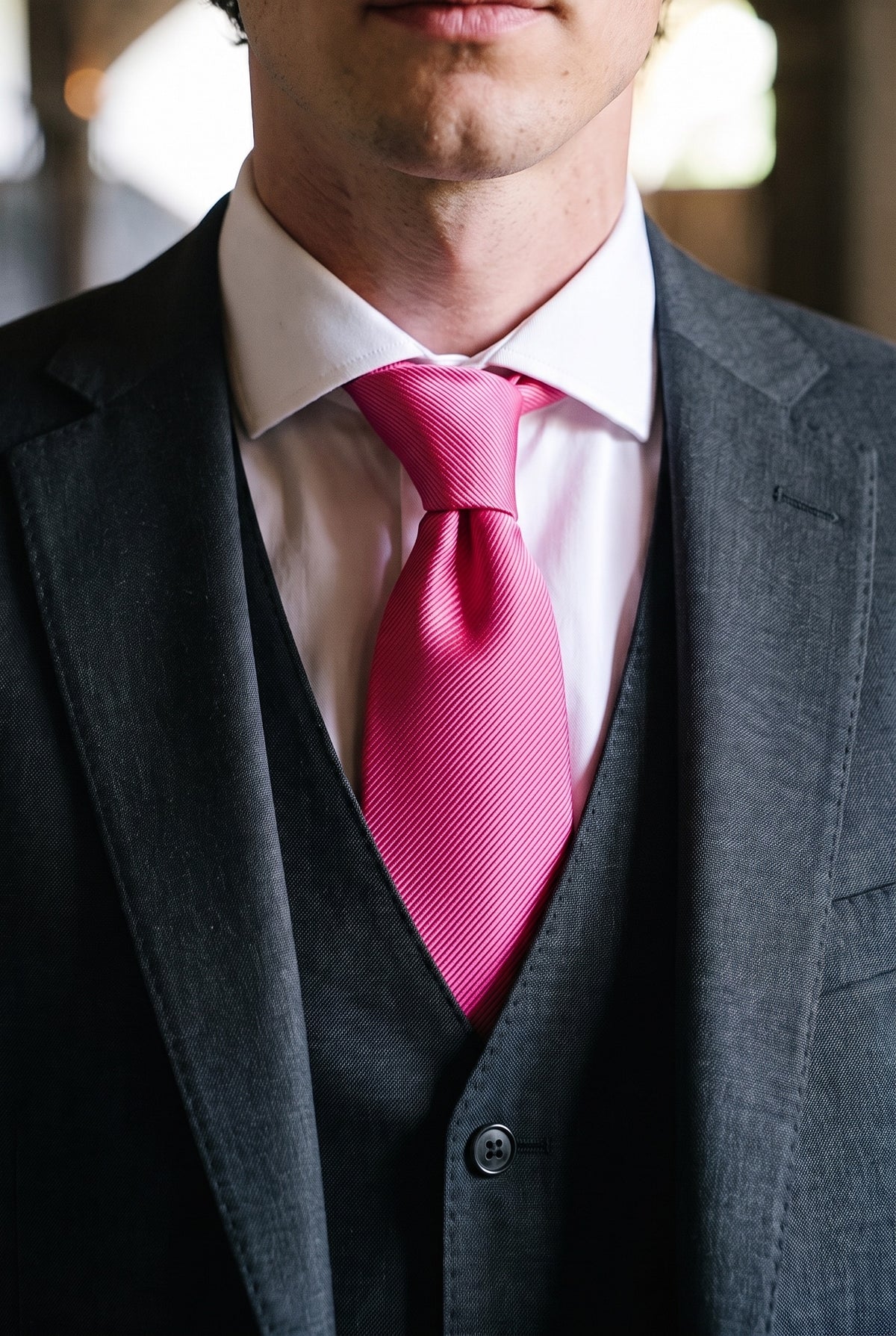 Corbata rosa lisa para hombre