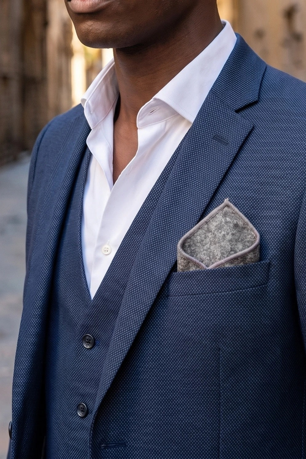 Pañuelo de bolsillo de tweed gris para hombre