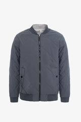 Chaqueta bomber acolchada ligera reversible 2 en 1 para hombre, color gris y beige.