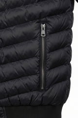 Chaqueta bomber acolchada ligera con cremallera para hombre, color negro.