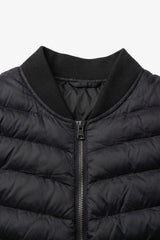 Chaqueta bomber acolchada ligera con cremallera para hombre, color negro.