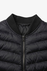 Chaqueta bomber acolchada ligera con cremallera para hombre, color negro.