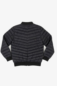 Chaqueta bomber acolchada ligera con cremallera para hombre, color negro.