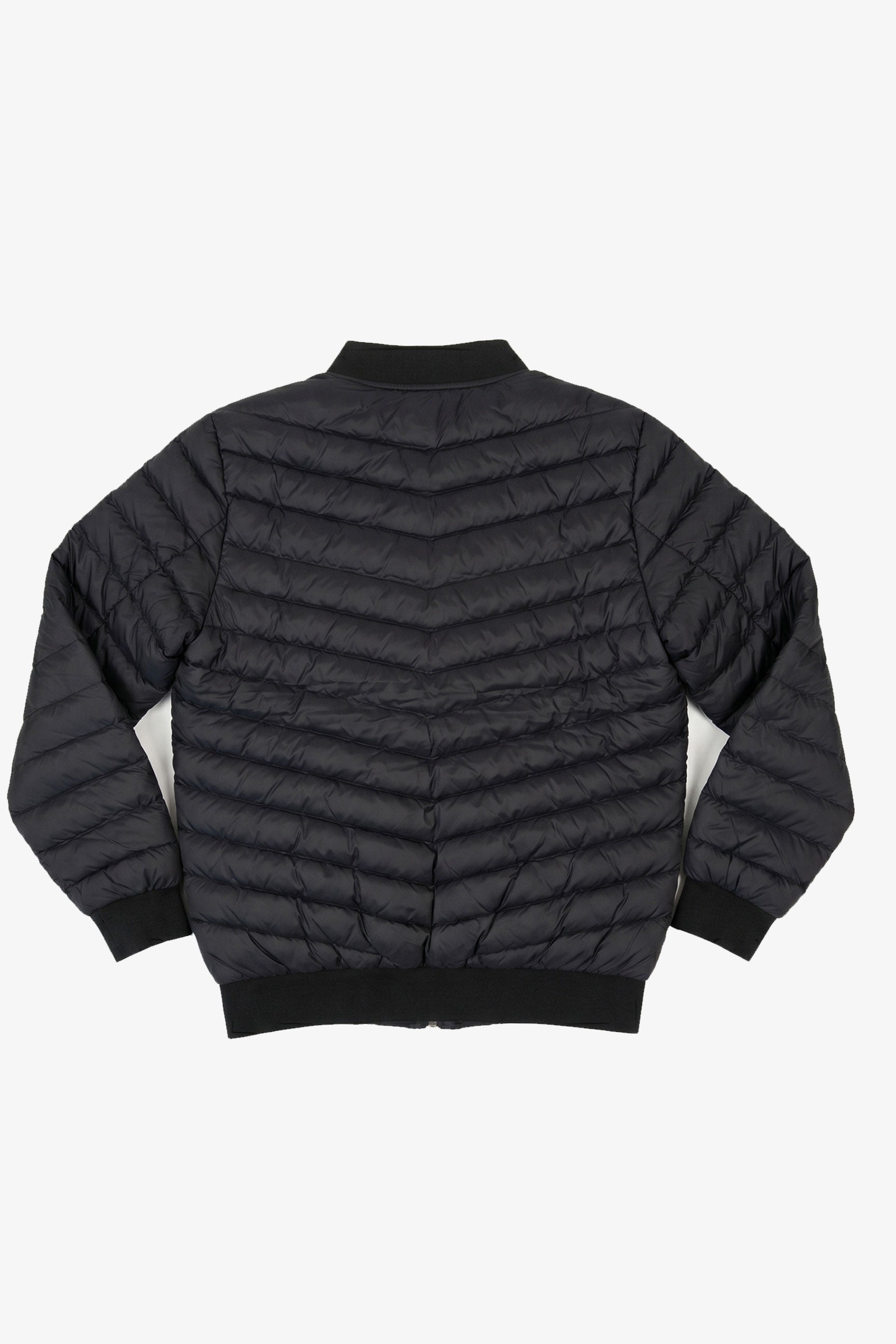 Chaqueta bomber acolchada ligera con cremallera para hombre, color negro.
