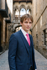 Corbata rosa lisa para hombre