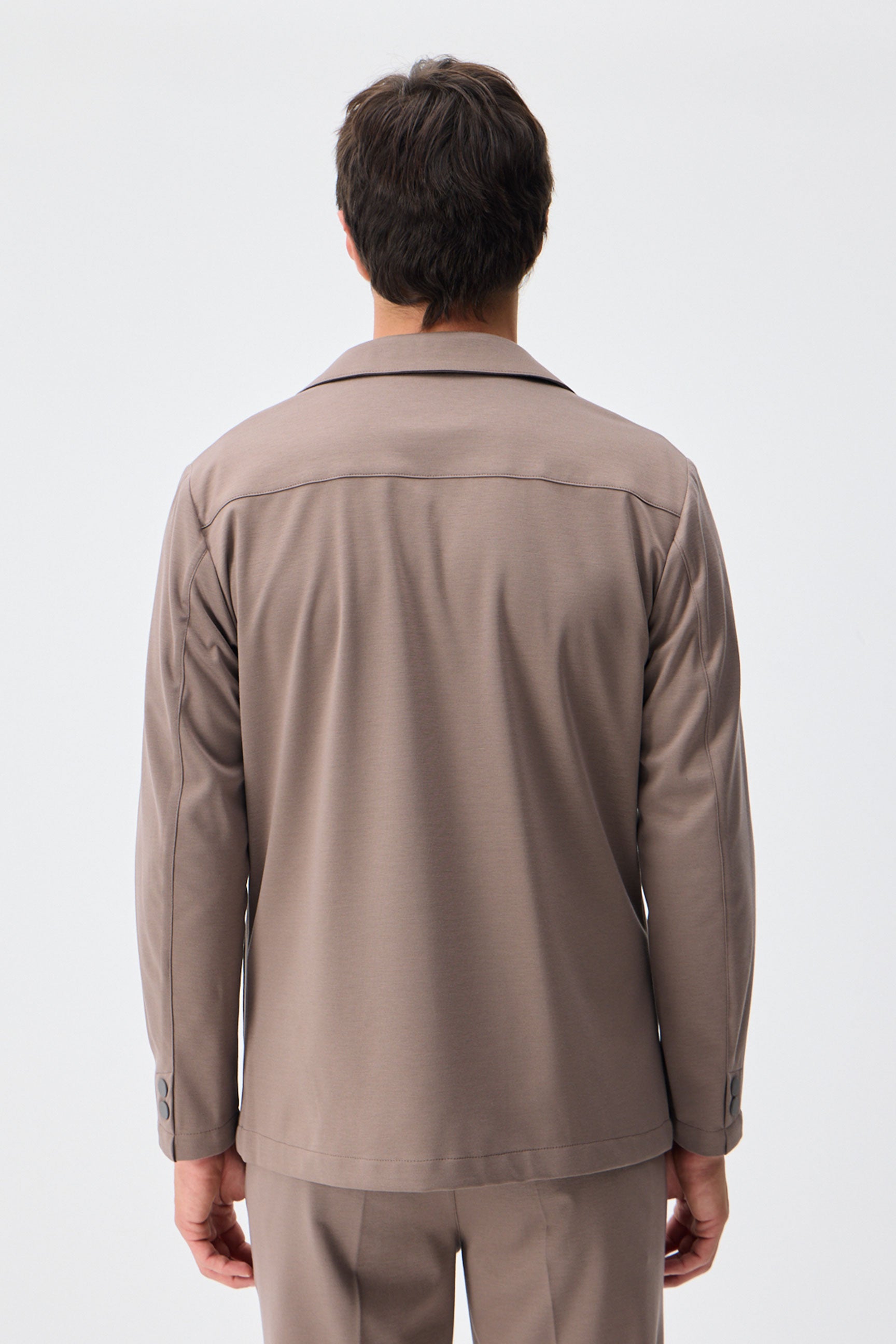 Blazer de punto suave color marrón topo para hombre, chaqueta elegante e informal