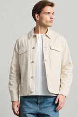 Chaqueta de sarga de algodón beige para hombre - Sobrecamionera