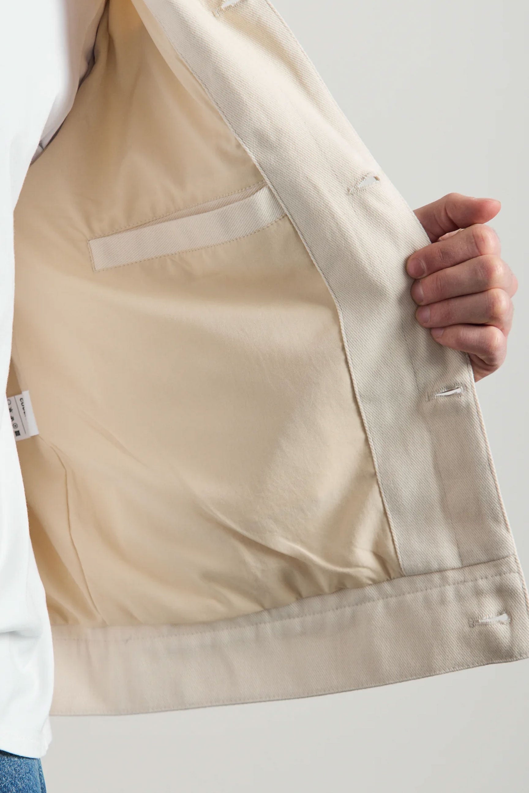 Chaqueta de sarga de algodón beige para hombre - Sobrecamionera
