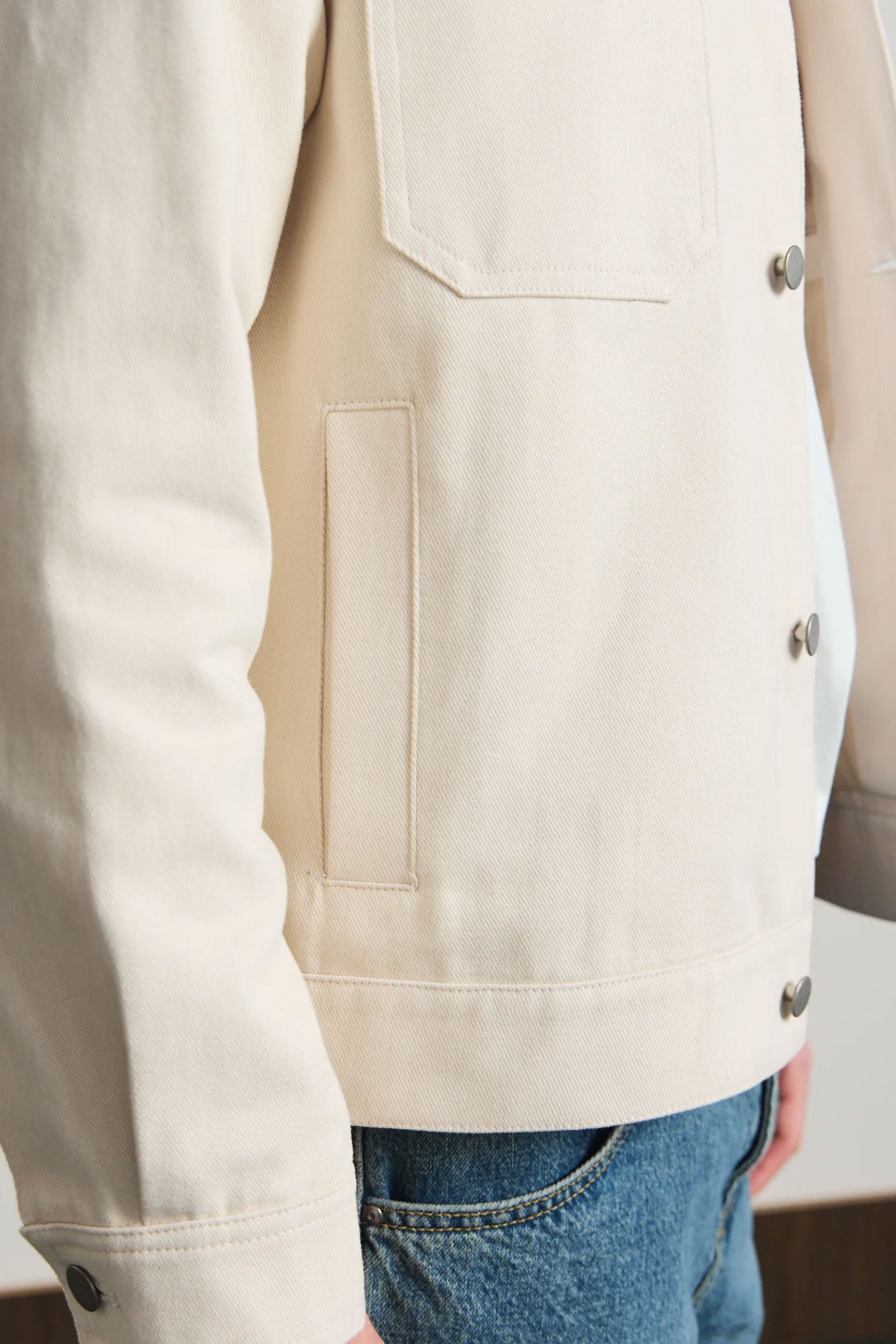 Chaqueta de sarga de algodón beige para hombre - Sobrecamionera