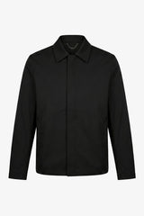Chaqueta Harrington impermeable negra con cuello para hombre