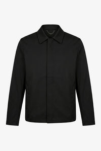 Chaqueta Harrington impermeable negra con cuello para hombre