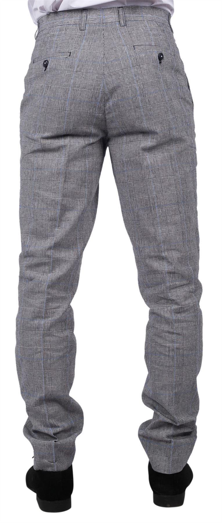 Arriga - Pantalones de hombre a cuadros grises y azules