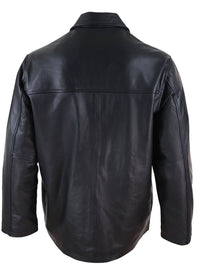 Abrigo clásico de cuero negro de longitud media para hombre