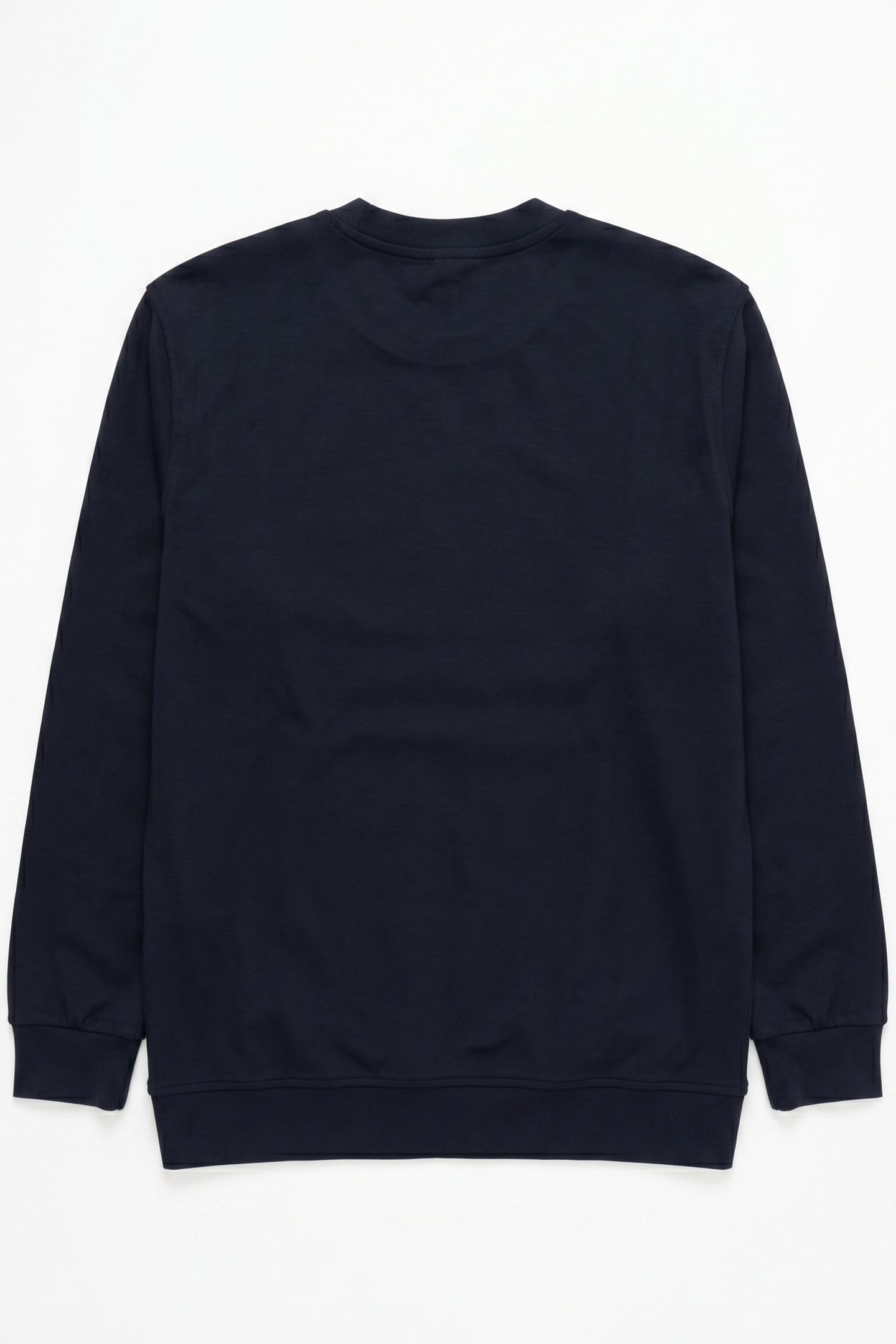 Sudadera de manga larga elástica con cuello redondo y mezcla de algodón azul marino para hombre
