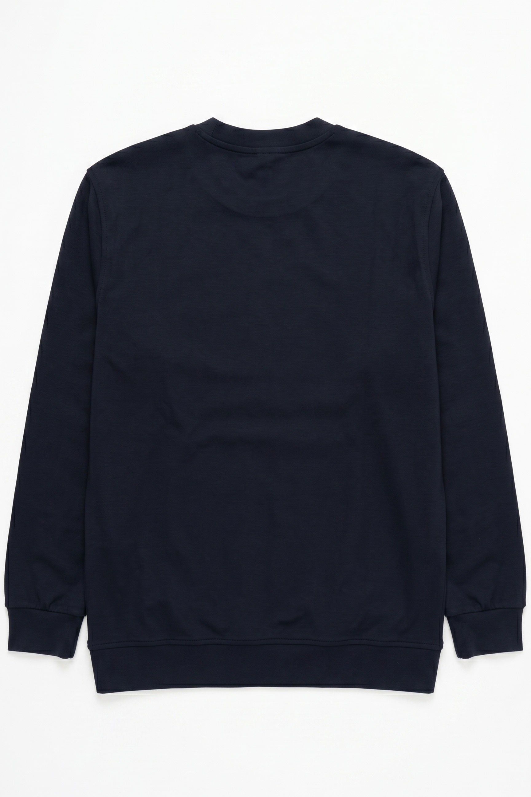 Sudadera de manga larga elástica con cuello redondo y mezcla de algodón azul marino para hombre