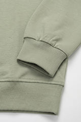 Sudadera de manga larga elástica con cuello redondo y mezcla de algodón verde salvia para hombre