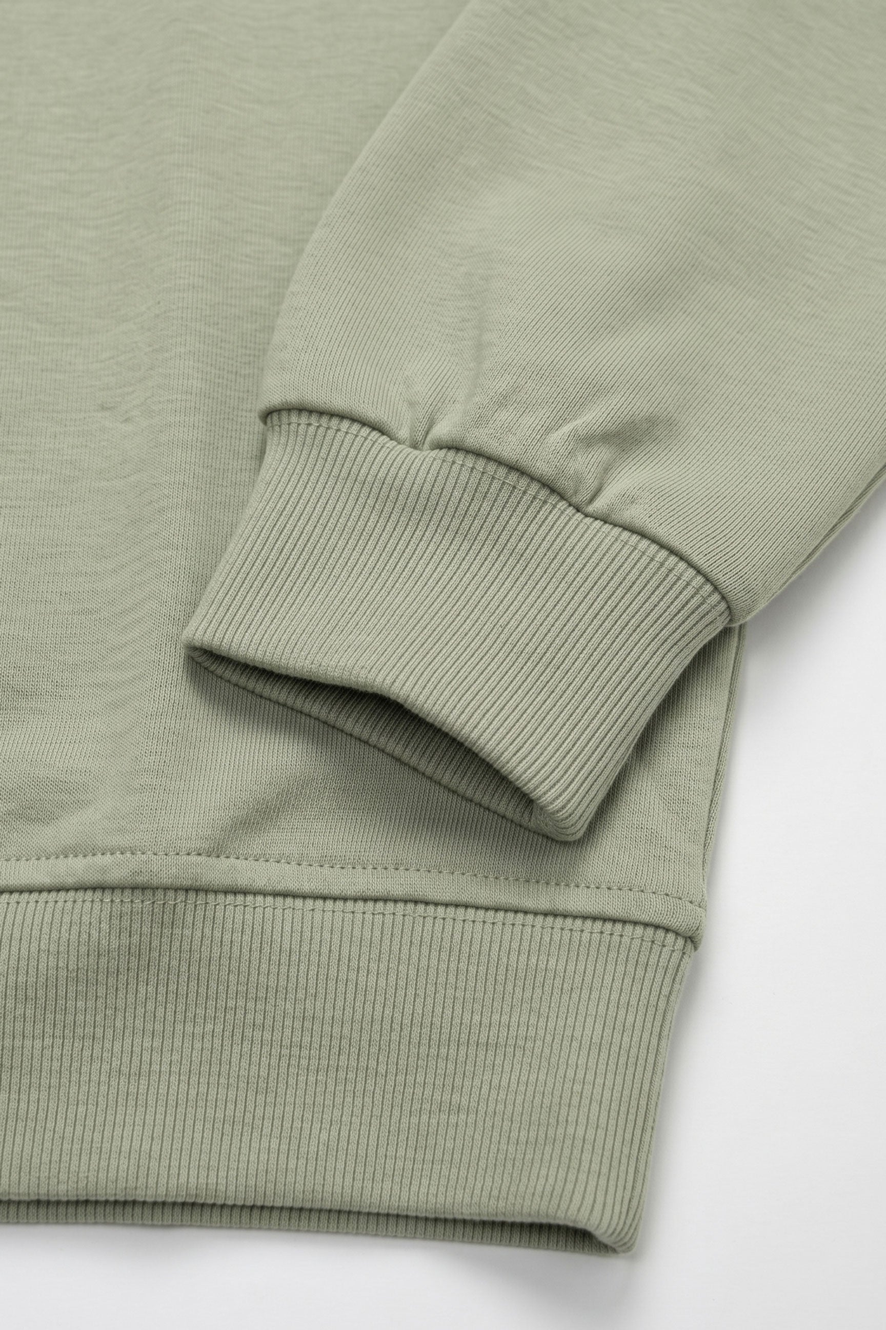 Sudadera de manga larga elástica con cuello redondo y mezcla de algodón verde salvia para hombre