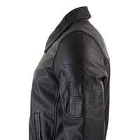 Chaqueta bomber clásica de cuero Harrington negra para hombre