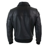 Chaqueta bomber clásica de cuero Harrington negra para hombre