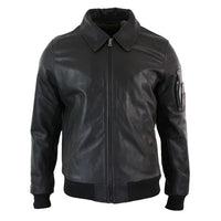 Chaqueta bomber clásica de piloto Harrington de cuero marrón para hombre