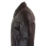 Chaqueta bomber clásica de cuero Harrington color burdeos para hombre