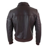 Chaqueta bomber clásica de cuero Harrington color burdeos para hombre