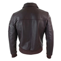 Chaqueta bomber clásica de cuero Harrington color burdeos para hombre