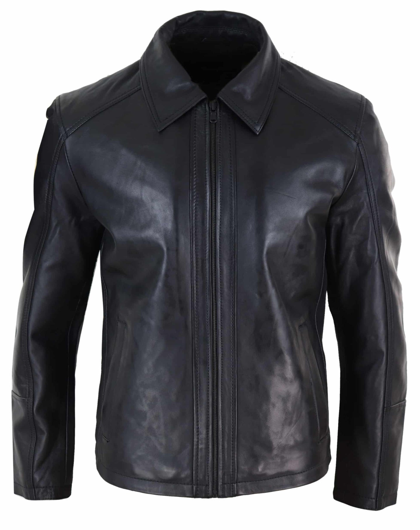 Chaqueta de cuero Nappab suave negra para hombre
