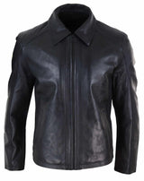 Chaqueta de cuero Nappab suave negra para hombre