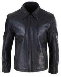 Chaqueta de cuero Nappab suave negra para hombre