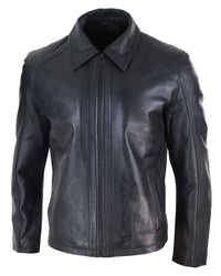 Chaqueta de cuero Nappab suave negra para hombre