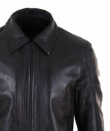 Chaqueta de cuero Nappab suave negra para hombre