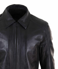 Chaqueta de cuero Nappab suave negra para hombre