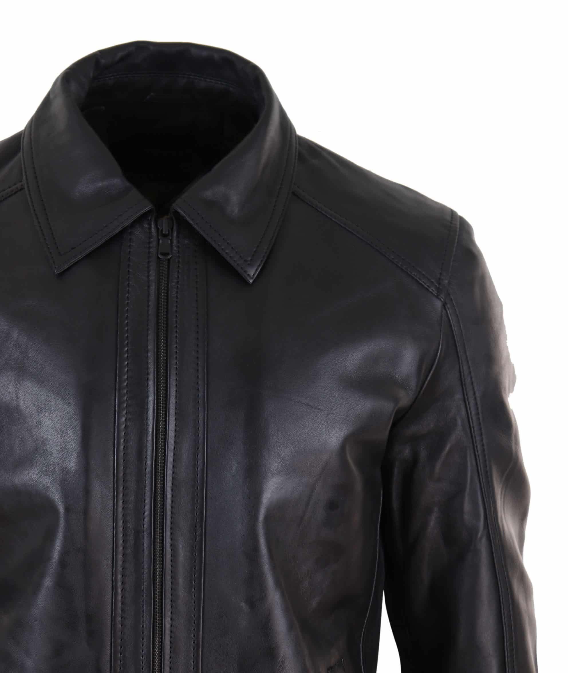 Chaqueta de cuero Nappab suave negra para hombre