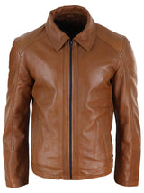Chaqueta de hombre de piel auténtica suave Nappab color tostado