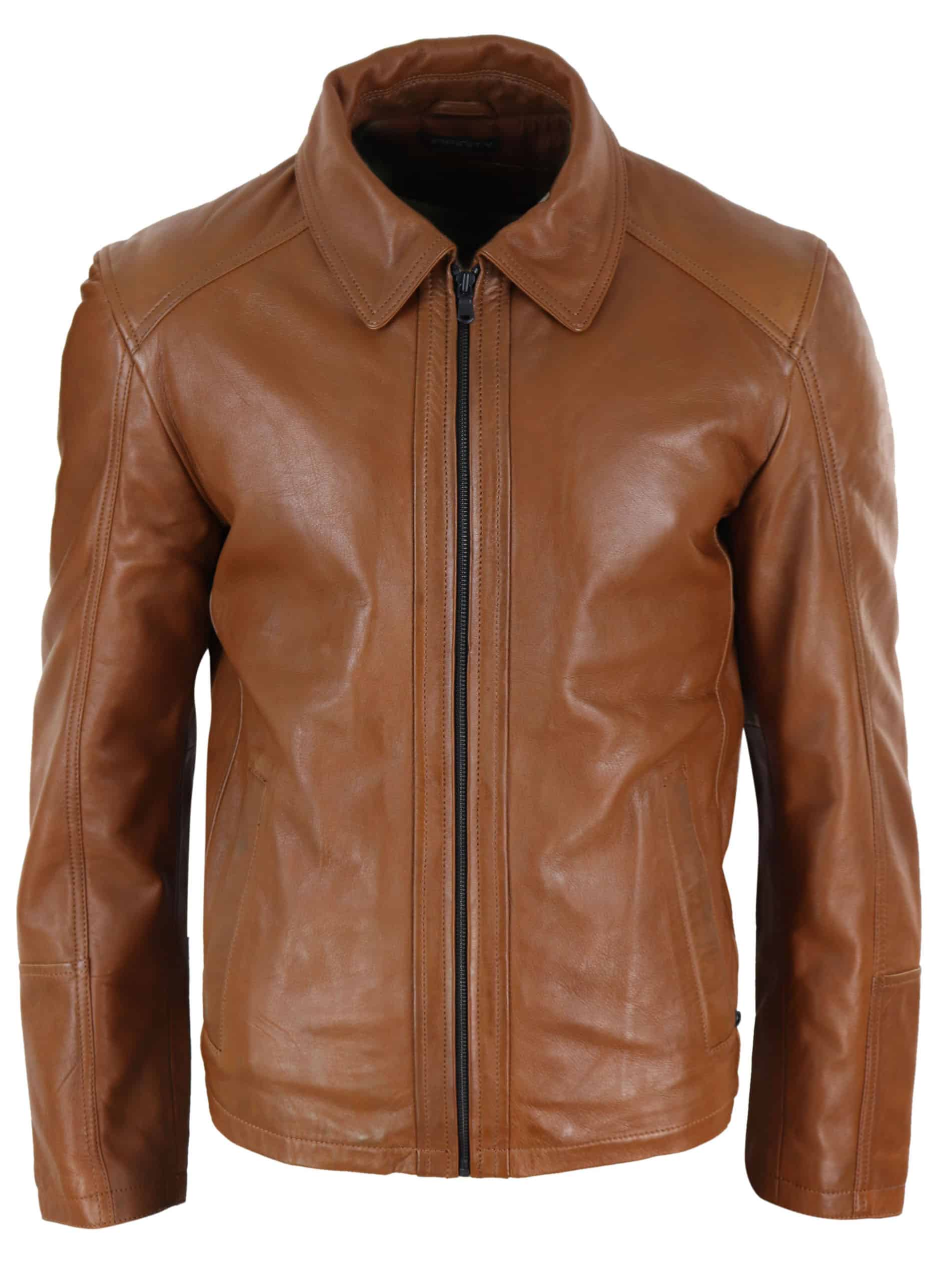 Chaqueta de hombre de piel auténtica suave Nappab color tostado