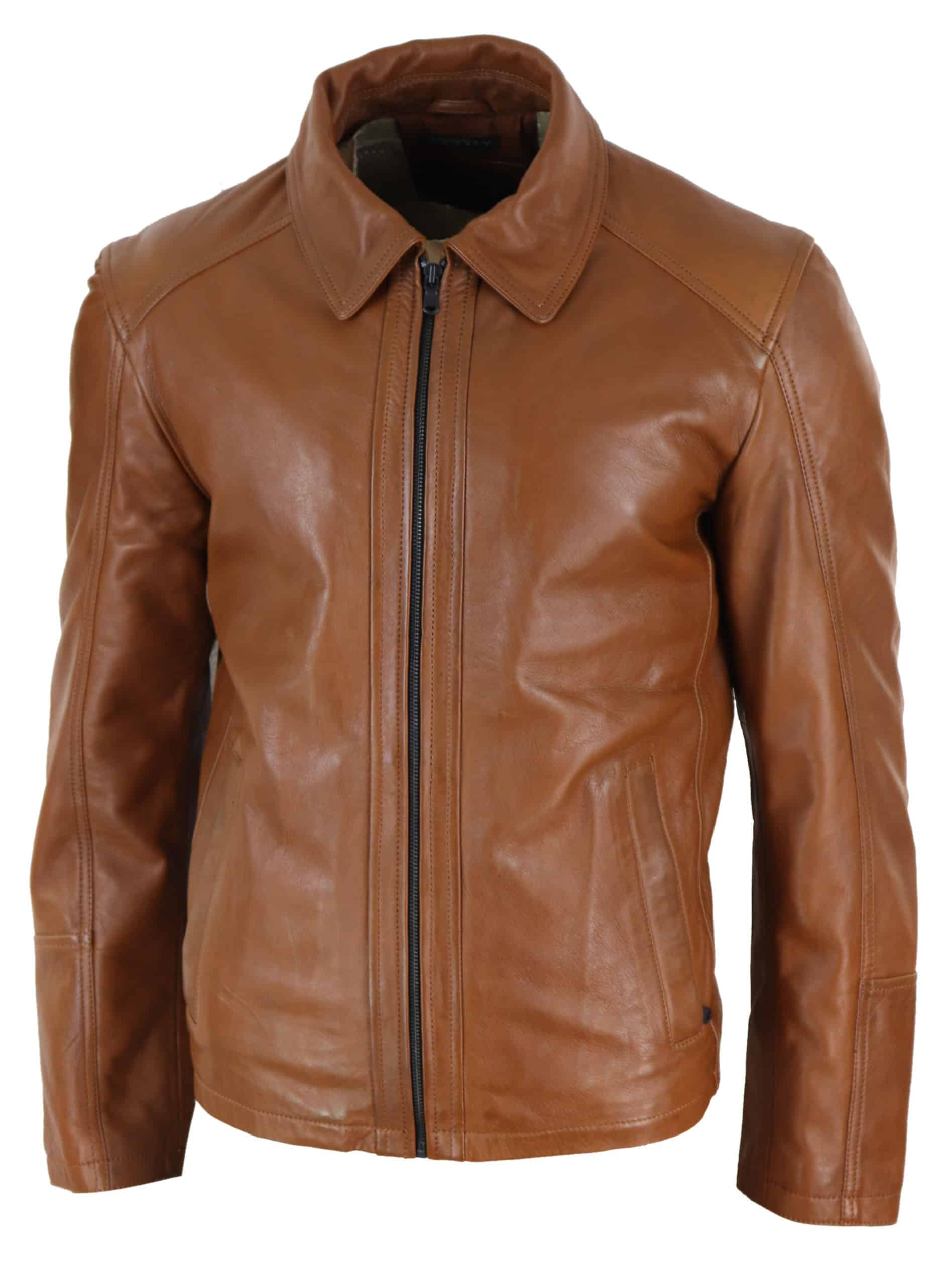 Chaqueta de hombre de piel auténtica suave Nappab color tostado