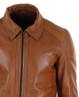 Chaqueta de hombre de piel auténtica suave Nappab color tostado