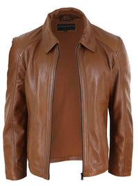 Chaqueta de hombre de piel auténtica suave Nappab color tostado