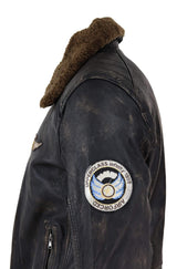 Chaqueta de cuero vintage para hombre con cuello de piel