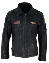 Chaqueta de cuero vintage para hombre con cuello de piel