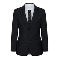 Traje negro de 5 piezas para niño: blazer, chaleco, camisa, corbata, pantalón. Ideal para bodas y funerales.
