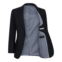 Traje negro de 5 piezas para niño: blazer, chaleco, camisa, corbata, pantalón. Ideal para bodas y funerales.