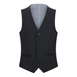 Traje negro de 5 piezas para niño: blazer, chaleco, camisa, corbata, pantalón. Ideal para bodas y funerales.
