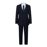 Traje azul marino de 5 piezas para niño: blazer, chaleco, camisa, corbata y pantalón para bodas y fiestas.