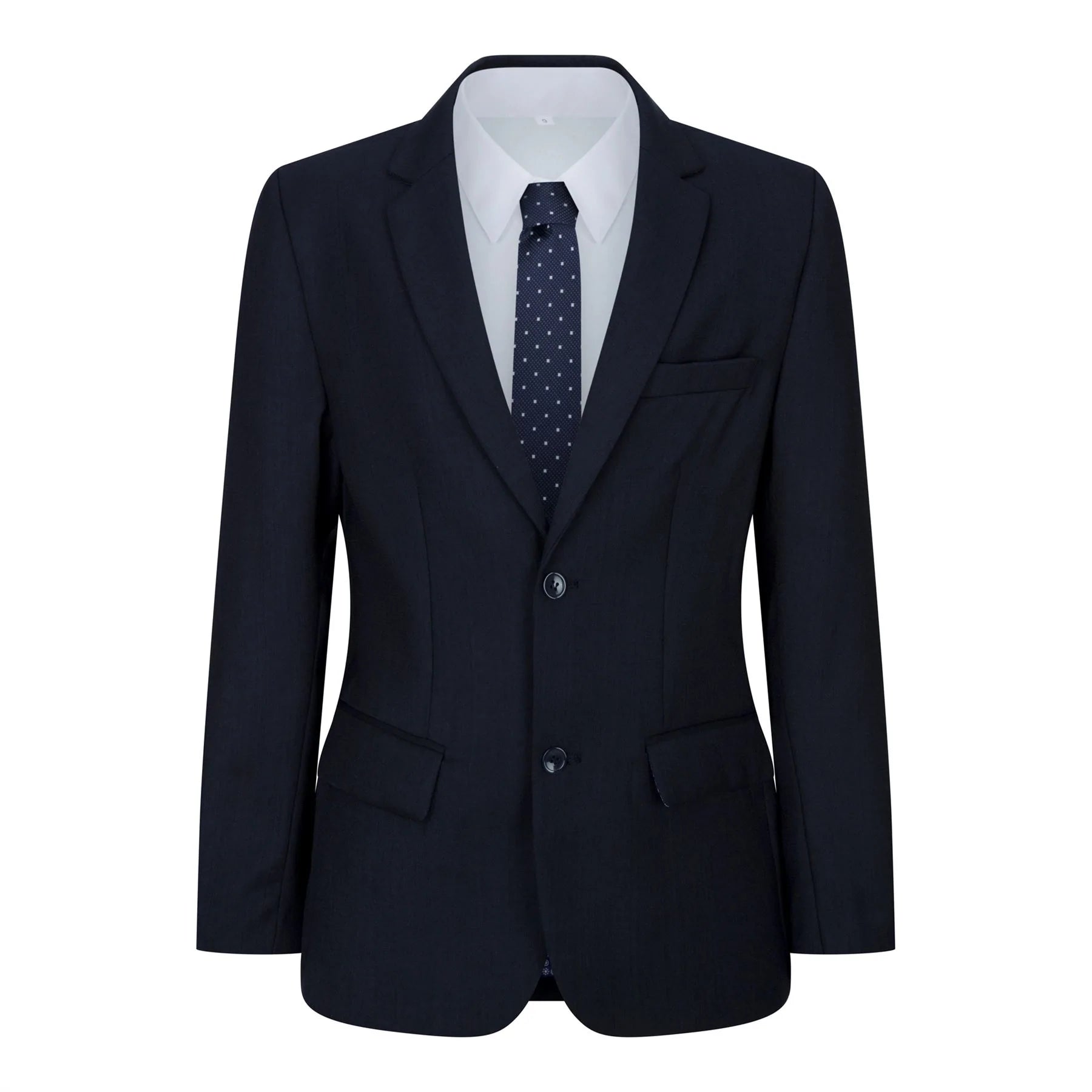 Traje azul marino de 5 piezas para niño: blazer, chaleco, camisa, corbata y pantalón para bodas y fiestas.