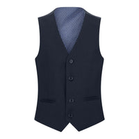 Traje azul marino de 5 piezas para niño: blazer, chaleco, camisa, corbata y pantalón para bodas y fiestas.