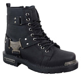 Botas negras de cuero sintético resistente para hombre.